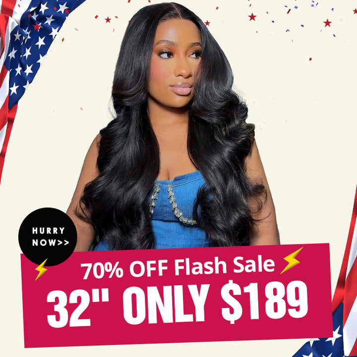 [ 70% OFF Flash Sale | 32"= $189 ] Natural Color Pre Cut & Pre-plucked & Bleached Knots Ready To Wear 13x4 Lace Front Wig 180% Density