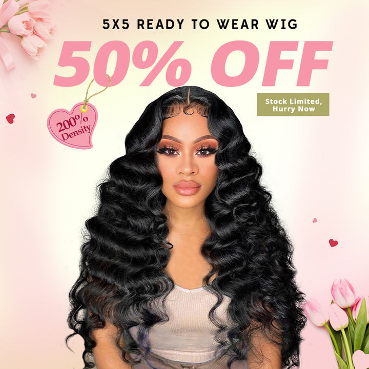 [50% OFF - No Code Needed] 200% Density Pre Cut Lace & Pre Plucked & Bleached Knots Ready To Wear 5x5 Lace Closure Wigs - AlloveHair