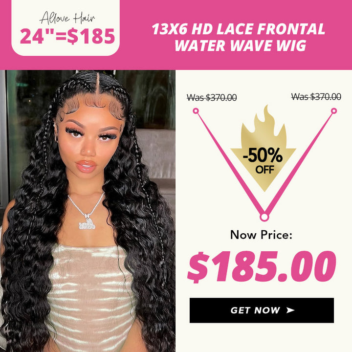 [Allove Mid-Year Insane Sale] 24 Inch = $185 | 13x6 HD Lace Frontal Water Wave Wig 50% Off