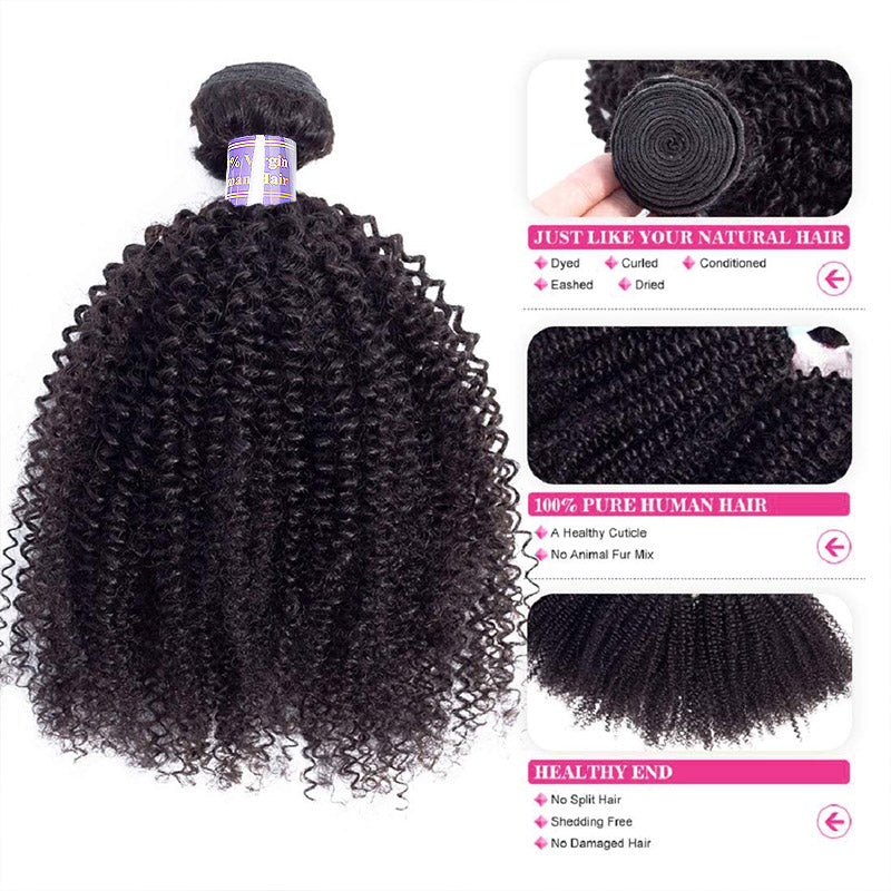 Afro Kinky Curly Virgin Brazilian Human Hair Extensions 100% Virgin Human Hair Bundles - AlloveHair
