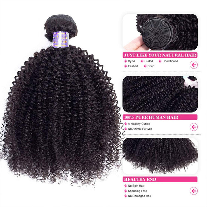 Afro Kinky Curly Virgin Brazilian Human Hair Extensions 100% Virgin Human Hair Bundles - AlloveHair