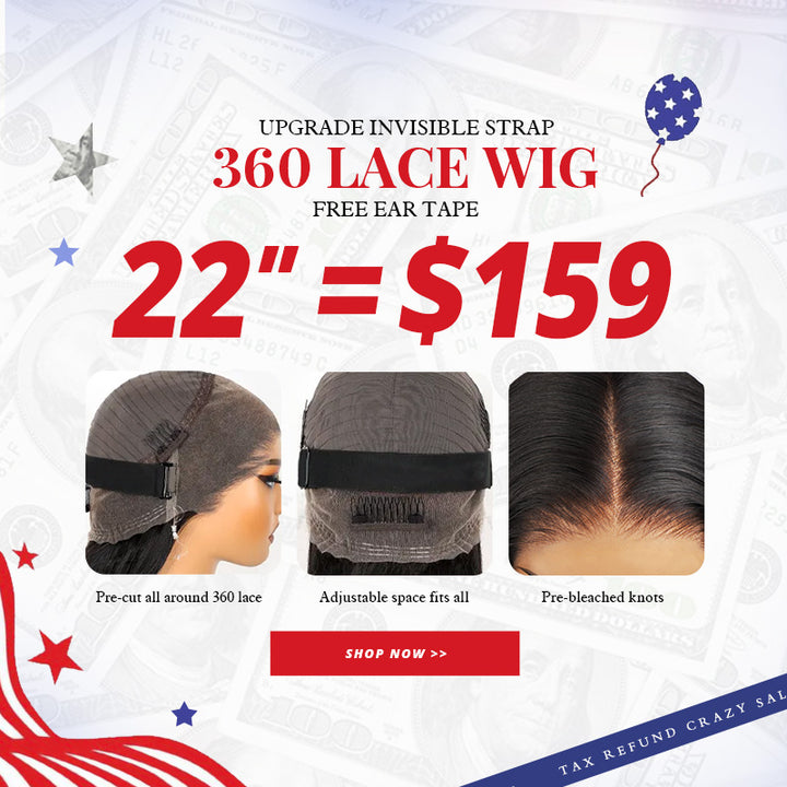 22'' = $159 Allove New Invisi-Drawstring Snug Fit 360 Lace Frontal Pre-Cut & Pre-Bleached Ready To Wear Human Hair Wig