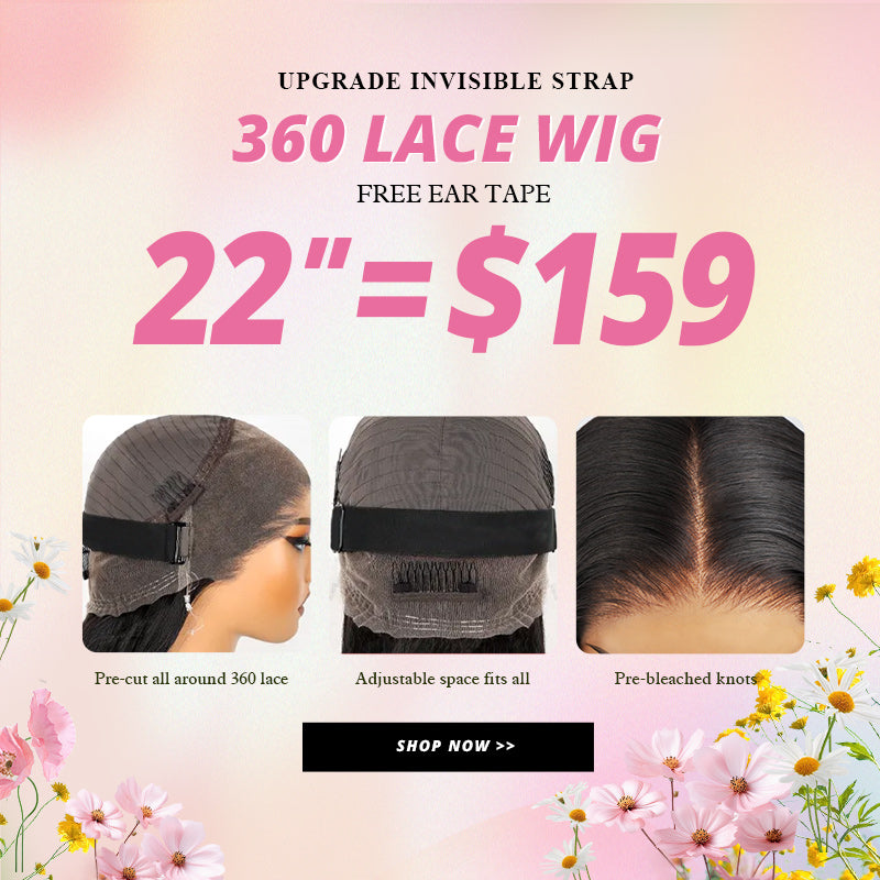 22'' = $159 Allove New Invisi-Drawstring Snug Fit 360 Lace Frontal Pre-Cut & Pre-Bleached Ready To Wear Human Hair Wig - AlloveHair