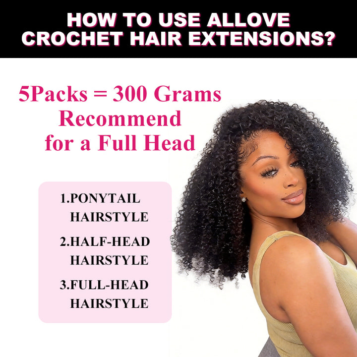 Afro Kinky Curly Crochet Human Hair For Braiding Pre-Separated Crochet Feather Hair Extensions 100% Human Hair - AlloveHair