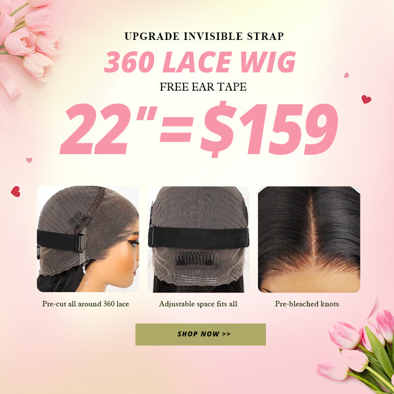 22'' = $159 Allove New Invisi-Drawstring Snug Fit 360 Lace Frontal Pre-Cut & Pre-Bleached Ready To Wear Human Hair Wig - AlloveHair