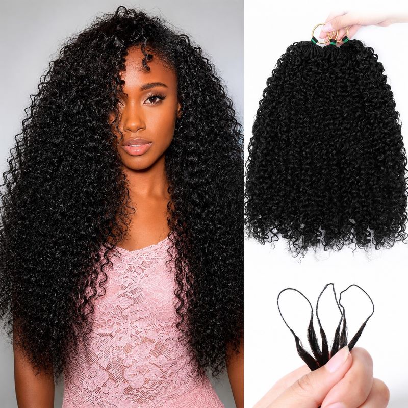 Afro Kinky Curly Crochet Human Hair For Braiding Pre-Separated Crochet Feather Hair Extensions 100% Human Hair - AlloveHair
