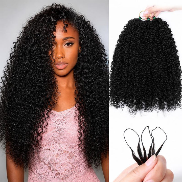 Afro Kinky Curly Crochet Human Hair For Braiding Pre-Separated Crochet Feather Hair Extensions 100% Human Hair - AlloveHair