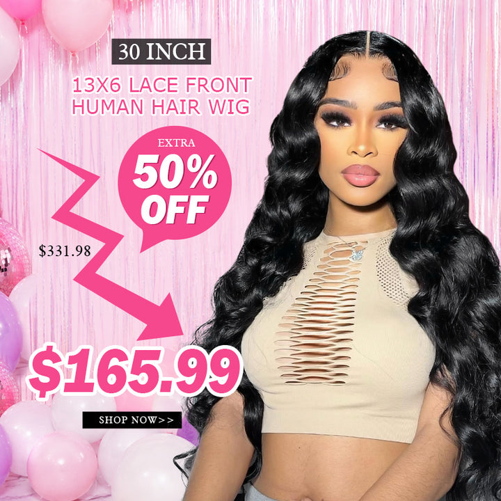 [Add to Cart 50% Off Automatically] 13x6 Lace front Wigs 30'' $165.99 180% Density Pre Everything