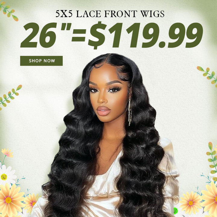 [50% OFF - No Code Needed] 26'' = $119.99 Pre Cut Lace & Pre Plucked & Bleached Knots Ready To Wear 5x5 Lace Closure Wigs 180% Density