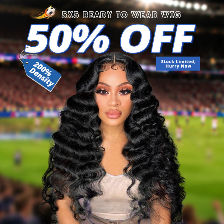 [50% OFF - No Code Needed] 200% Density Pre Cut Lace & Pre Plucked & Bleached Knots Ready To Wear 5x5 Lace Closure Wigs