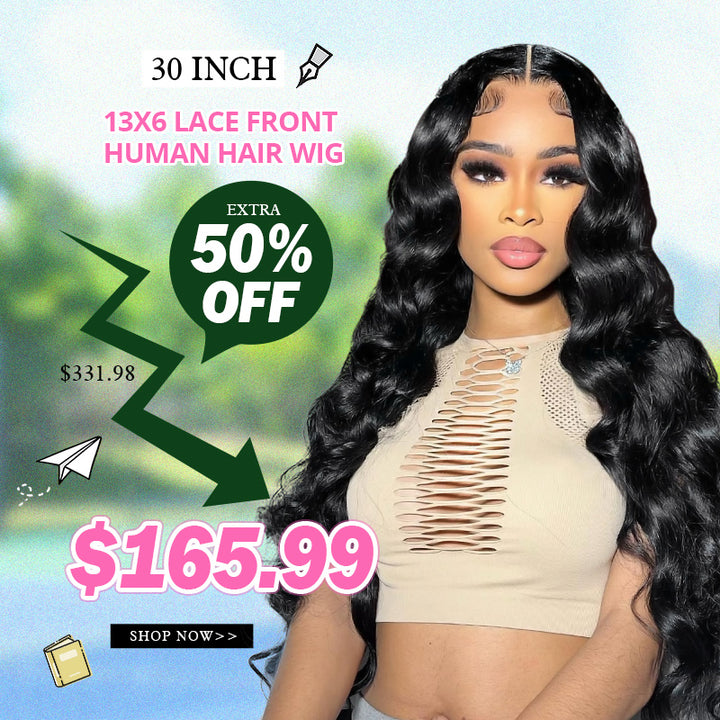 [Add to Cart 50% Off Automatically] 13x6 Lace front Wigs 30'' $165.99 180% Density Pre Everything