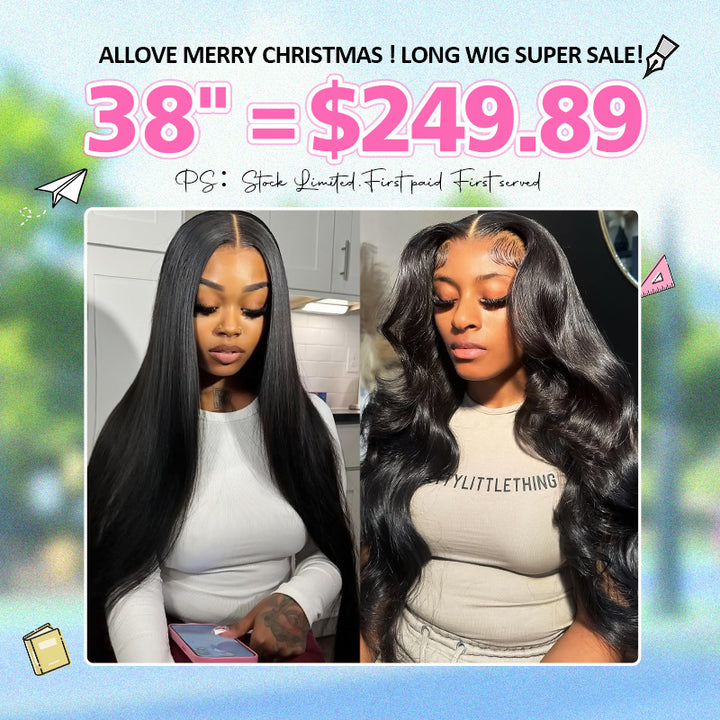 [ 70% OFF - No Code Needed] Long 38"= $249.89 Straight/Body Wave Lace Front Human Hair Wig 150% Density