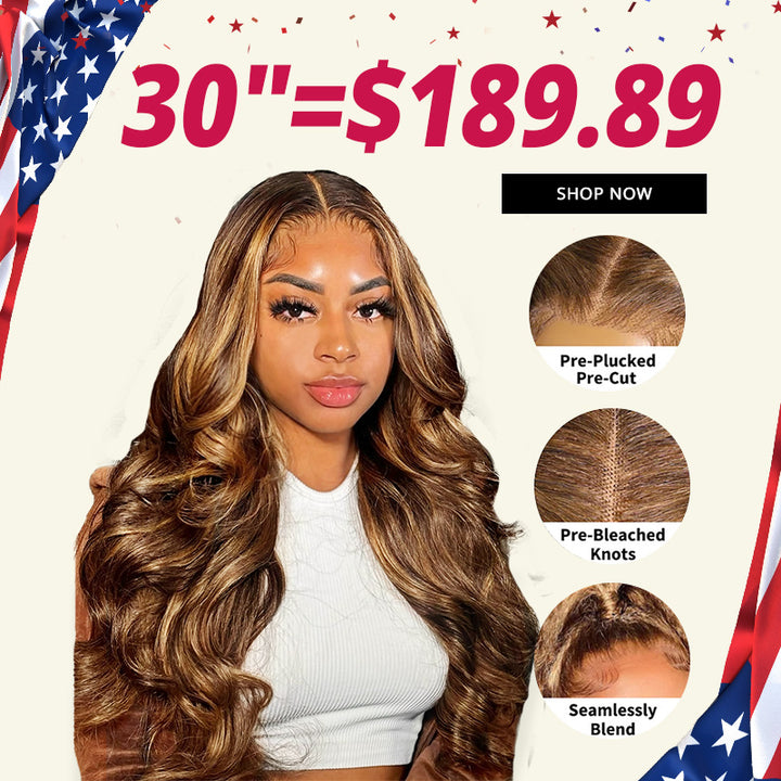 [ 70% OFF - No Code Needed] 13x4 30''= $189.89 13x6 30'' = $199.89 P4/27 Highlight Pre Cut & Pre-plucked & Bleached Knots Ready To Wear Lace Front Wig 180% Density
