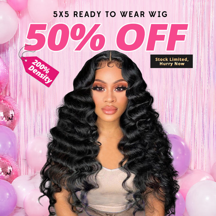 [50% OFF - No Code Needed] 200% Density Pre Cut Lace & Pre Plucked & Bleached Knots Ready To Wear 5x5 Lace Closure Wigs