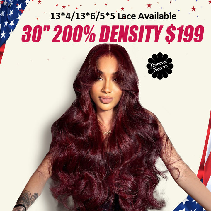 [ 30'' 200% Density= $199] 99J Burgundy Pre Cut & Pre Plucked & Bleached Knots Transparent HD Lace Ready To Wear Wigs