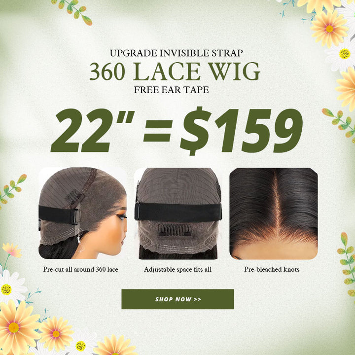 22'' = $159 Allove New Invisi-Drawstring Snug Fit 360 Lace Frontal Pre-Cut & Pre-Bleached Ready To Wear Human Hair Wig