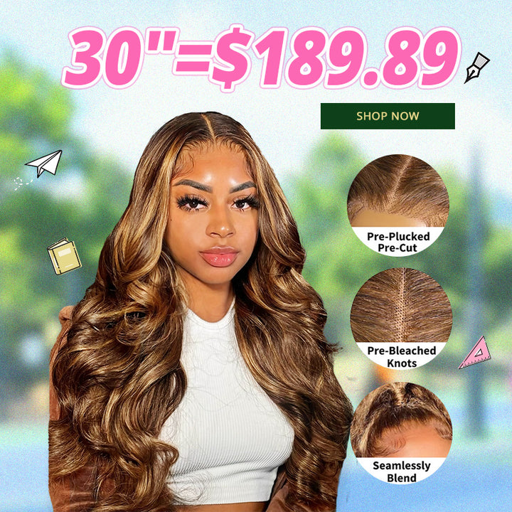 [ 70% OFF - No Code Needed] 13x4 30''= $189.89 13x6 30'' = $199.89 P4/27 Highlight Pre Cut & Pre-plucked & Bleached Knots Ready To Wear Lace Front Wig 180% Density - AlloveHair
