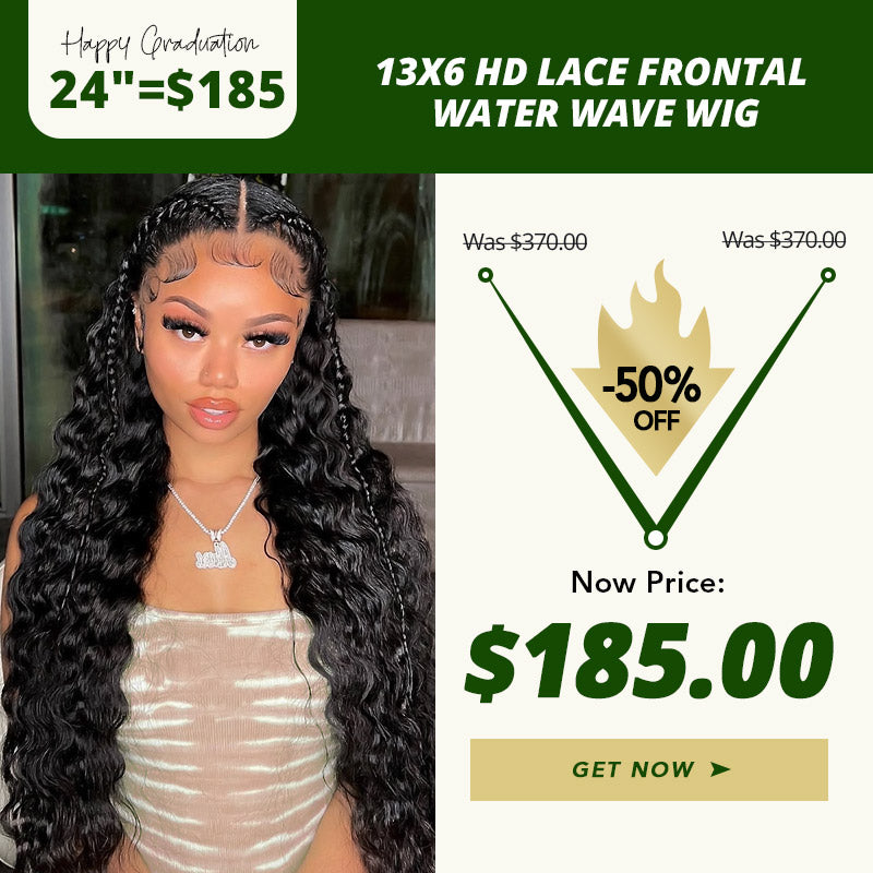[Allove Graduation's Day Sale] 24 Inch = $185 | 13x6 HD Lace Frontal Water Wave Wig 50% Off
