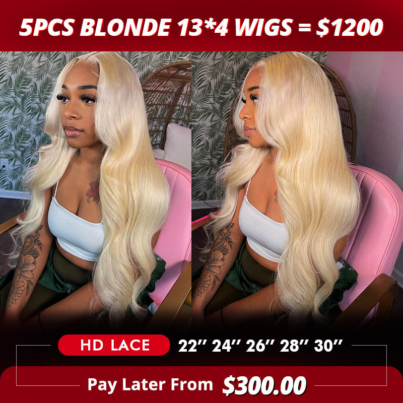 【Allove Hair Wholesale Package Deal】5pcs Blonde 13*4 Wigs = $1200
