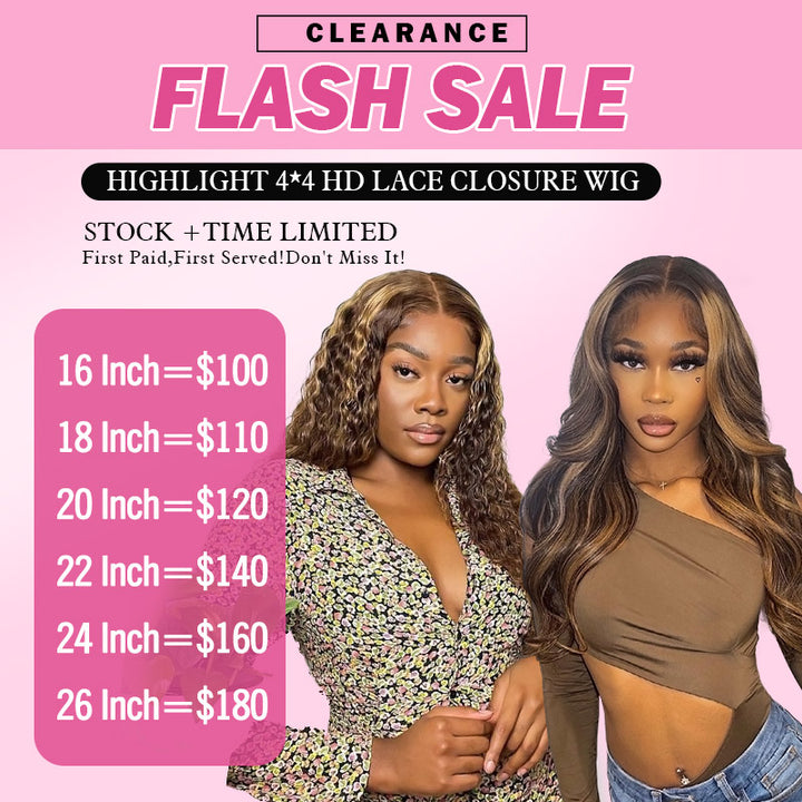 [Allove Summer Sale]  Highlight 4*4 HD Lace Closure Human Hair Wig 150% Density Hurry Up!