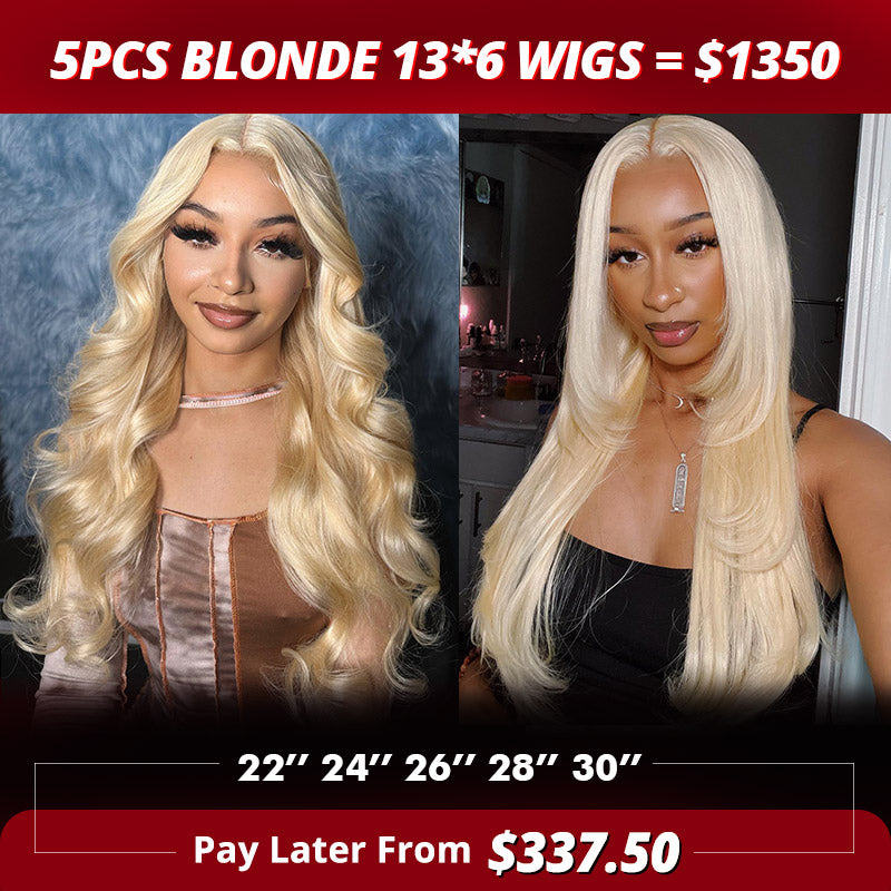 【Allove Hair Wholesale Package Deal】5pcs Blonde 13*6 Wigs = $1350