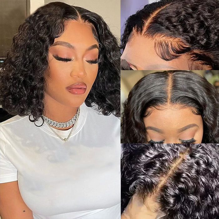 Brazilian Deep Wave Short 4x4 /13x4 Lace Front Bob Wig Human Hair Wigs for Women