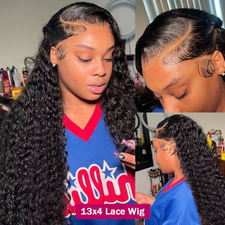 Pre Cut Lace Wig | Breathable Water Wave 13*4 Lace Front Glueless Lace Wigs 180% Density