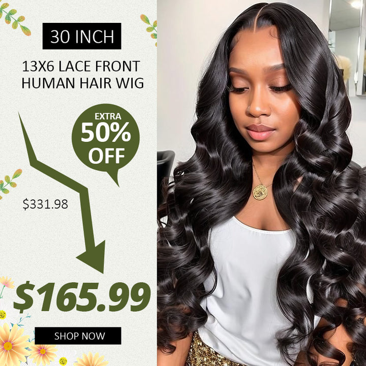 [Add to Cart 50% Off Automatically] 13x6 Lace front Wigs 30'' $165.99 180% Density Pre Everything