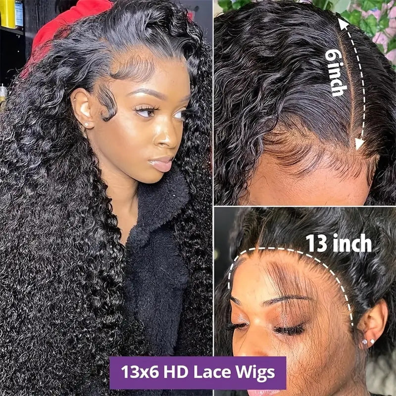 24 Inch = $185 | 13x6 HD Lace Frontal Water Wave Human Hair Wig 180% Density