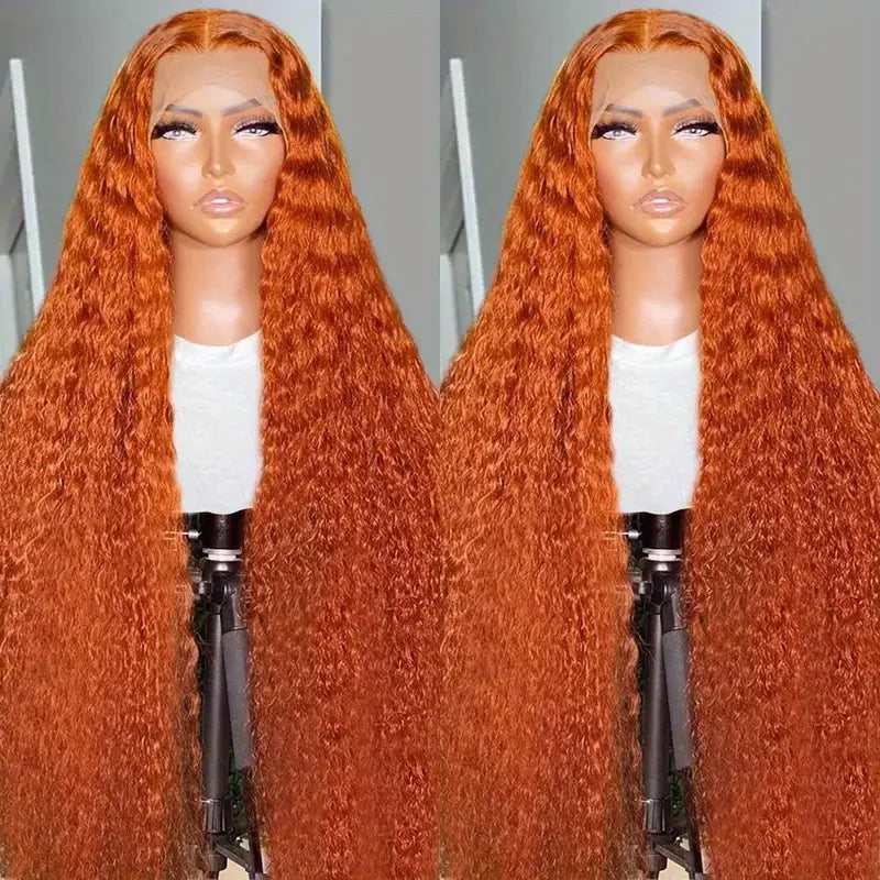 Allove Ginger Deep Wave Human Hair 13x4 HD Lace Front Wig Wear to Go Colored Wigs