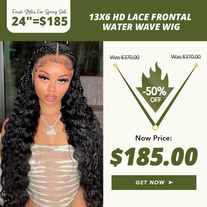 [Allove Spring Sale] 24 Inch = $185 | 13x6 HD Lace Frontal Water Wave Wig 50% Off