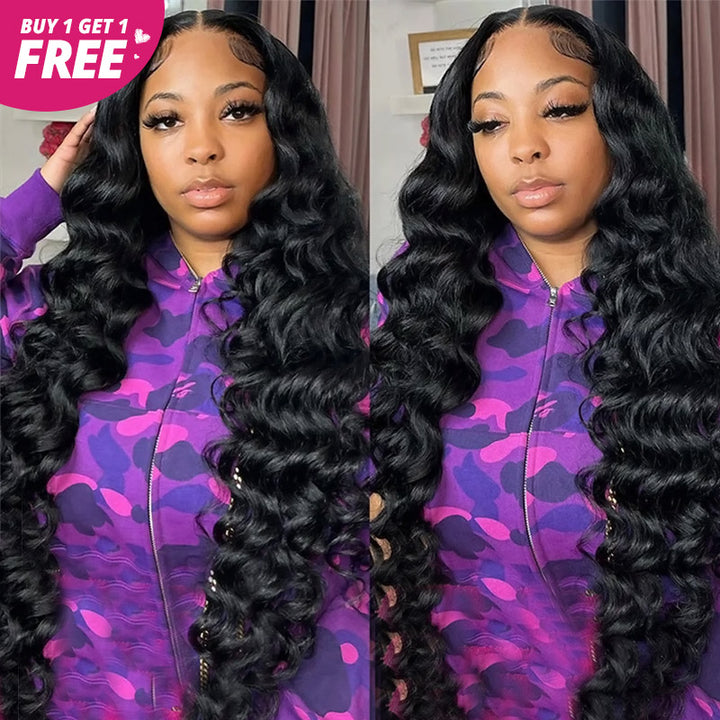 [Allove Bogo Free] 28" 30" 5x5 Transparent Lace Closure Wig Straight /BodyWave /Loose Deep Wave Pre Plucked Human Hair Wig 180% Density - AlloveHair