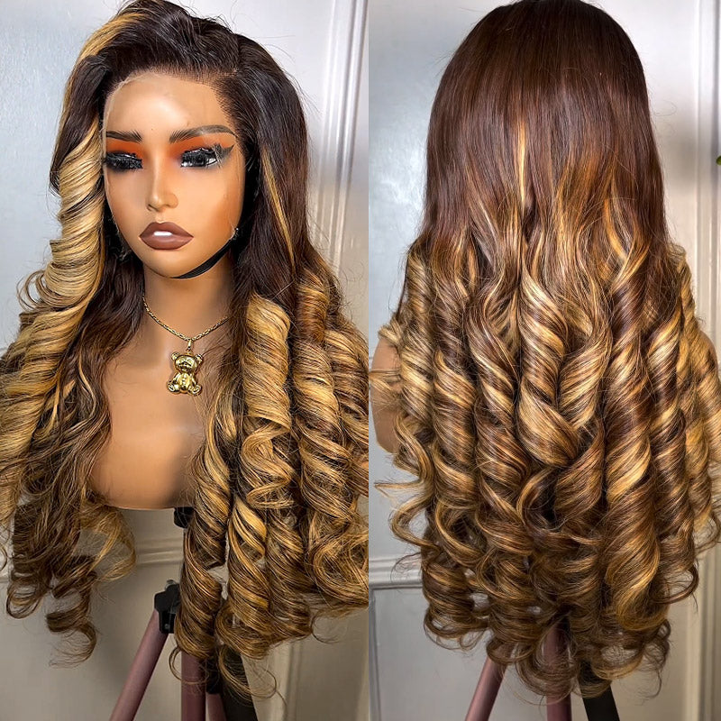 Allove 13x4/13x6 Loose Body Wave HD Lace Front Wigs Perfectly Blend Colored Human Hair Wigs 180% Density