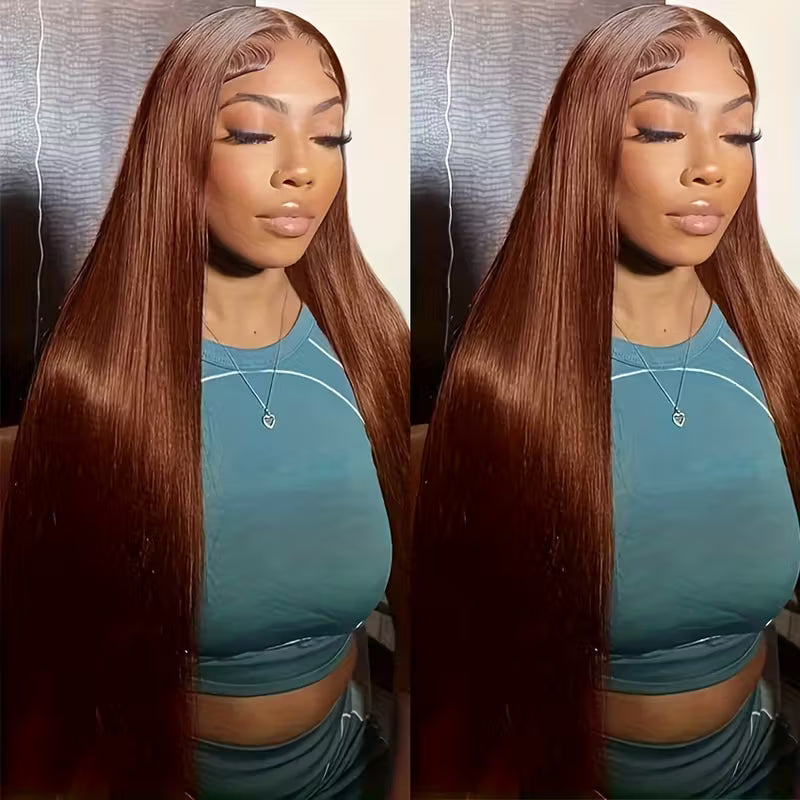 30 Inch Chocolate Brown Straight Hair 13x6 HD Lace Front Wigs 100% Glueless Human Hair Wig