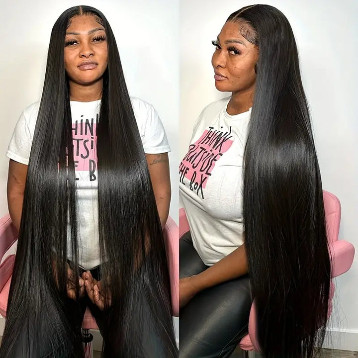 30 Inch 13x6 HD Lace Front Wig 200 Density Virgin Straight Human Hair Pre Plucked with Baby Hair Glueless Wigs - AlloveHair