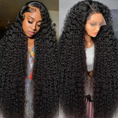 13x6 Transparent Lace Front Human Hair Wigs Kinky Curly Hair with Pre Plucked