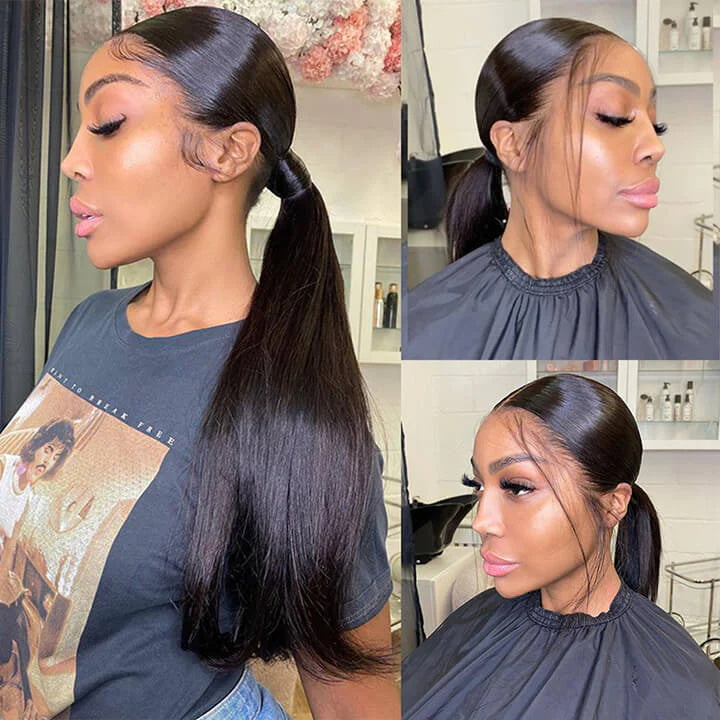 HD Transparent Straight 360 Full Lace Frontal Wig 100% Human Hair For Women