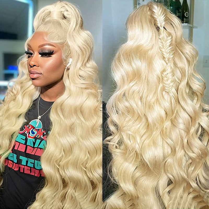 613 Blonde Body Wave Hair 360 HD Lace Front Human Hair Wig with Pre Plucked Hairline