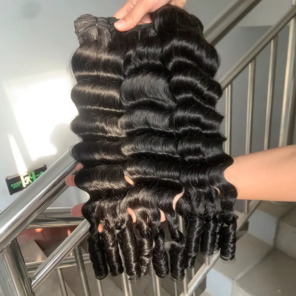 Burmese Loose Deep Wave Virgin Human Hair Bundles 100% Unprocessed Raw Human Hair Extensions Full and Thick