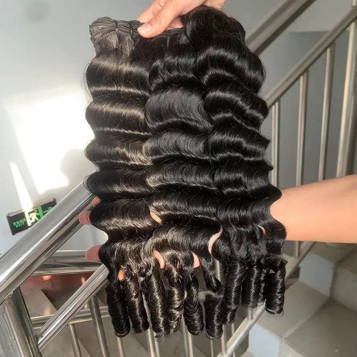 Burmese Loose Deep Wave Virgin Human Hair Bundles 100% Unprocessed Raw Human Hair Extensions Full and Thick