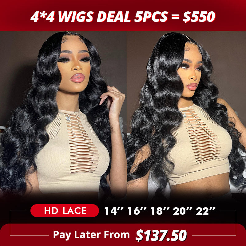 【Allove Hair Wholesale Package Deal】4*4 Wigs Deal 5pcs = $550
