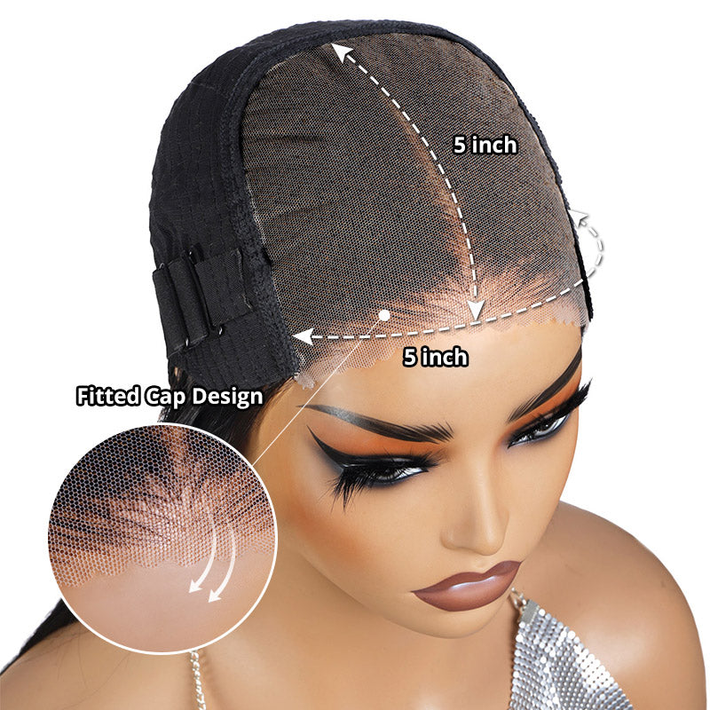 Allove Hair C-Shape 5x5 Deep Wave Hair HD Glueless Lace Front Wigs 180% Density