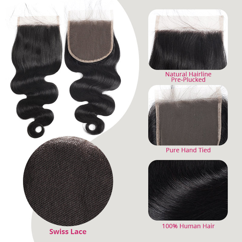 15A Raw Brazilian Body Wave Bundles With 5x5 Lace Closure 100% Human Virgin Hair - AlloveHair