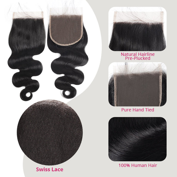 15A Raw Brazilian Body Wave Bundles With 5x5 Lace Closure 100% Human Virgin Hair - AlloveHair