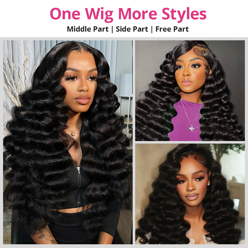 5x5 & 7x6 Glueless HD Lace Wig | Loose Deep Wave Human Hair | Bleached Knots | No Glue Needed - AlloveHair