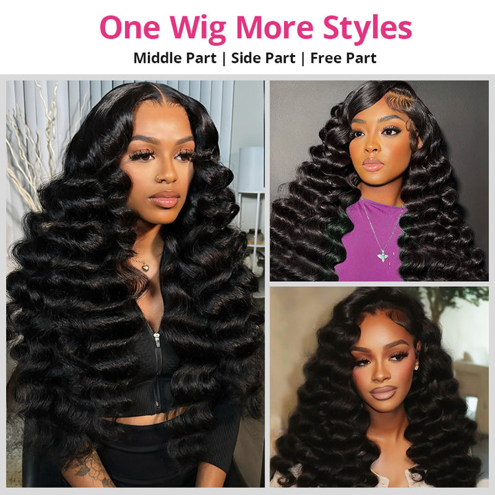 5x5 & 7x6 Glueless HD Lace Wig | Loose Deep Wave Human Hair | Bleached Knots | No Glue Needed - AlloveHair