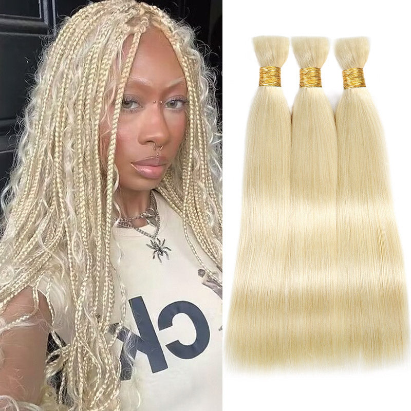 Allove Hair 613 Blonde Straight Human Braiding Hair No Weft Bulk Hair Crochet Braids