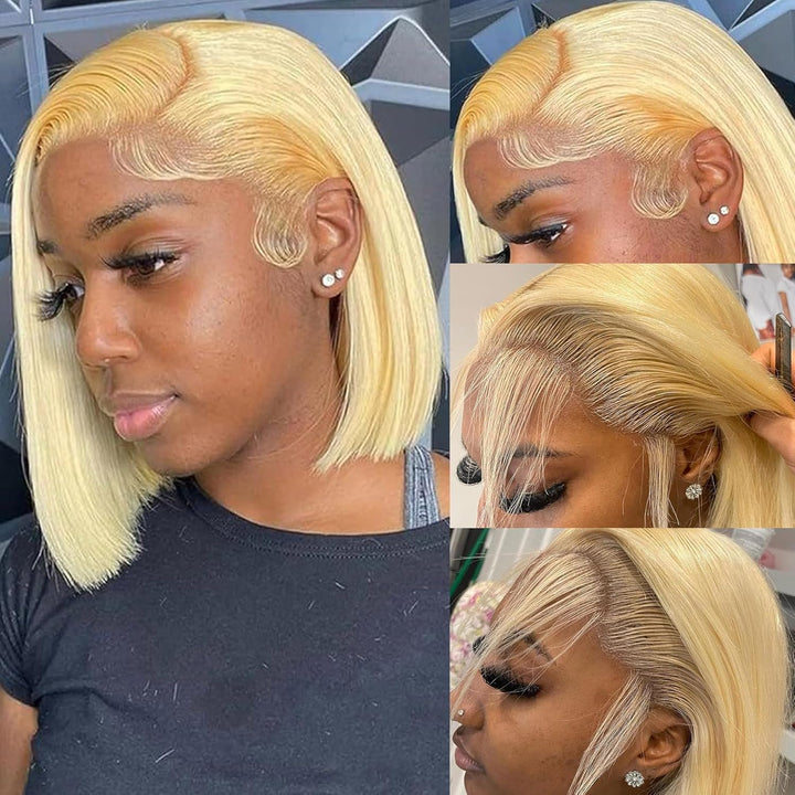 Premium Colored Short Bob Wig Pre Plucked 13x4 Lace Front Straight Hair Wig 200% Density - AlloveHair