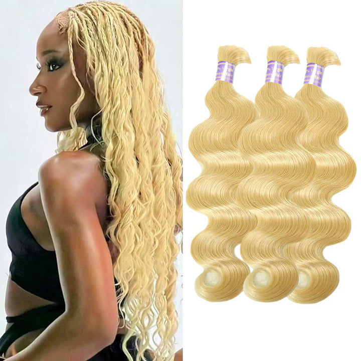 Allove #613 Blonde Body Wave Bulk Human Braiding Hair