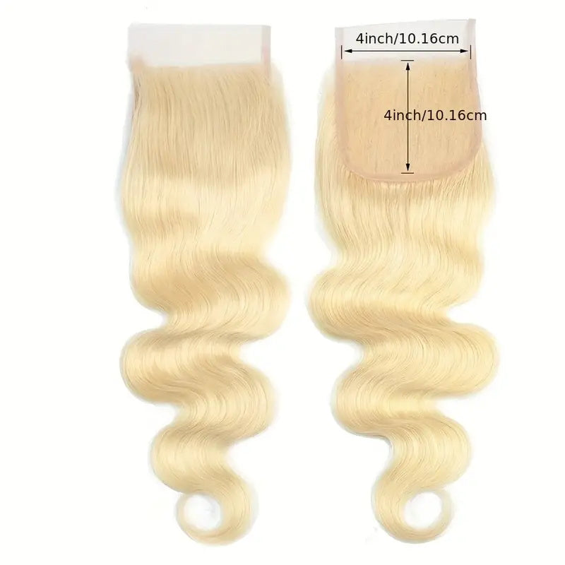 Allove Hair 613 Blonde Color Straight/Body Wave 4x4 Transparent Lace Closure Human Hair